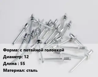 Заклепка с потайной головкой 12х55 сталь